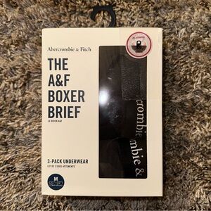 Abercrombie & Fitch Men’s Boxer Briefs 3-Pack Size M Black A&F Underwear